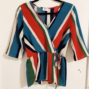 SIENNA SKY Striped Wrap Top